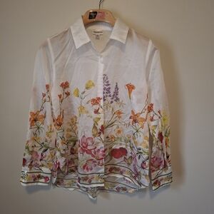 BAILEY 44 Button Up Floral Blouse Collared Women's M Multicolor Boho Cottagecore